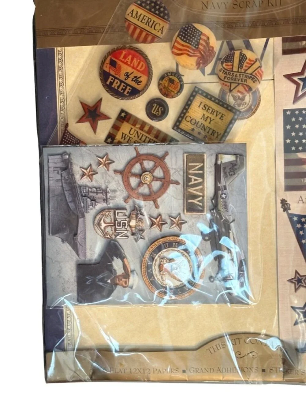 K&Company Navy Scrapbook Kit Stickers 12x12 Papers Patriotic Military NSP